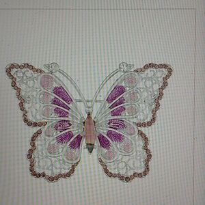 Napier Silver Butterfly Brooch with Pink and Purple Accents
